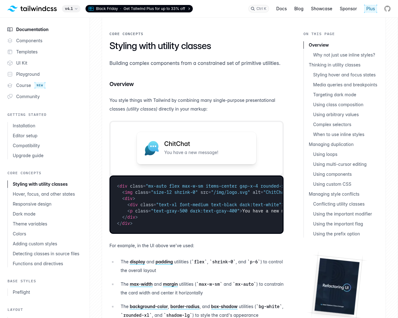 Screenshot of Tailwind CSS
